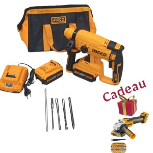 الة الثقب و الحفر بالبطارية  Kit Marteau perforateur Avec Meuleuse angulaire iNGCO a batterie 20V